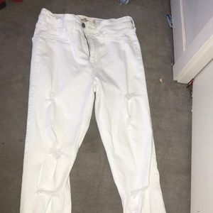 Hollister white ripped jeans